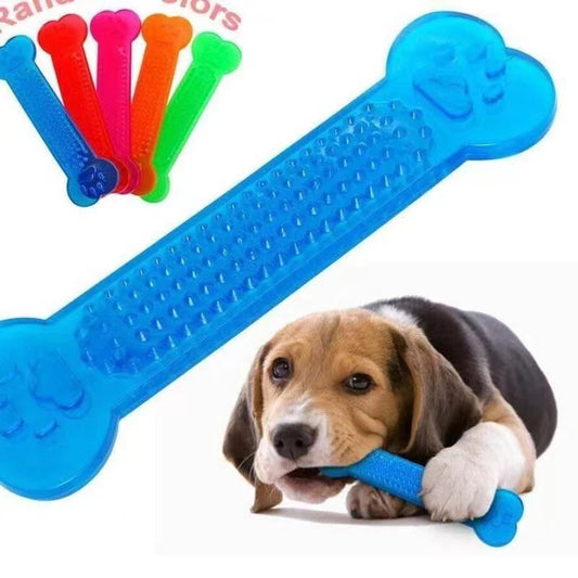 Rubber Bone Dog Chew Toy – Dental Care Toothbrush for Aggressive Chewers